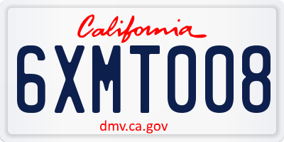CA license plate 6XMT008