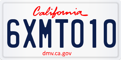 CA license plate 6XMT010