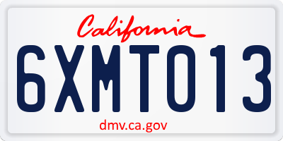 CA license plate 6XMT013