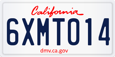 CA license plate 6XMT014