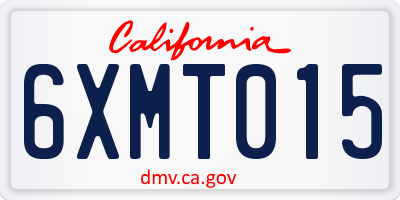 CA license plate 6XMT015