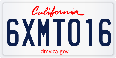 CA license plate 6XMT016