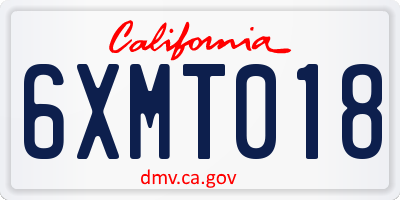 CA license plate 6XMT018