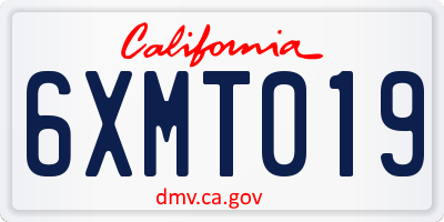 CA license plate 6XMT019