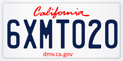 CA license plate 6XMT020