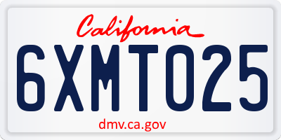 CA license plate 6XMT025