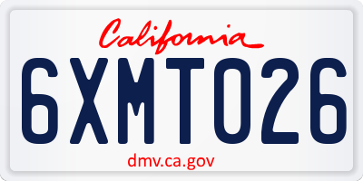 CA license plate 6XMT026
