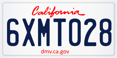 CA license plate 6XMT028