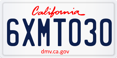 CA license plate 6XMT030