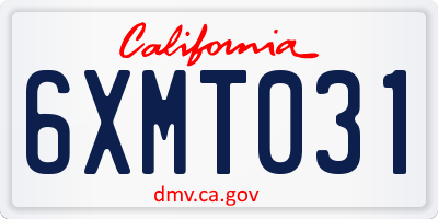 CA license plate 6XMT031