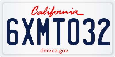 CA license plate 6XMT032