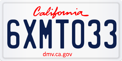 CA license plate 6XMT033