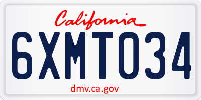 CA license plate 6XMT034