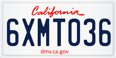 CA license plate 6XMT036