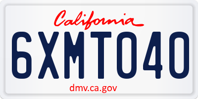CA license plate 6XMT040