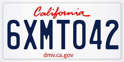 CA license plate 6XMT042