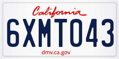 CA license plate 6XMT043