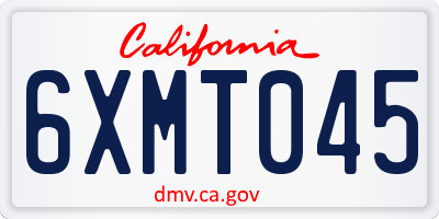 CA license plate 6XMT045