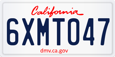 CA license plate 6XMT047