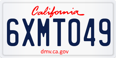 CA license plate 6XMT049