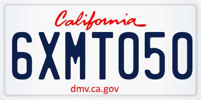 CA license plate 6XMT050