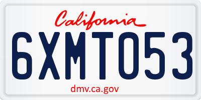 CA license plate 6XMT053