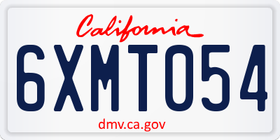 CA license plate 6XMT054