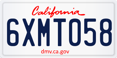 CA license plate 6XMT058