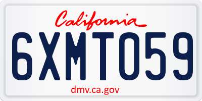 CA license plate 6XMT059