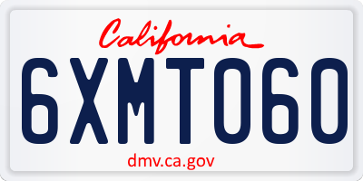 CA license plate 6XMT060