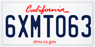 CA license plate 6XMT063