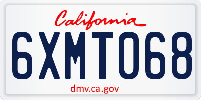 CA license plate 6XMT068