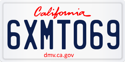 CA license plate 6XMT069