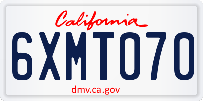 CA license plate 6XMT070