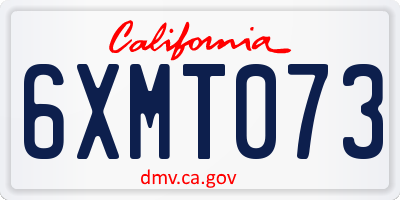 CA license plate 6XMT073