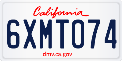 CA license plate 6XMT074