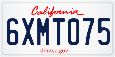 CA license plate 6XMT075