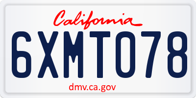 CA license plate 6XMT078