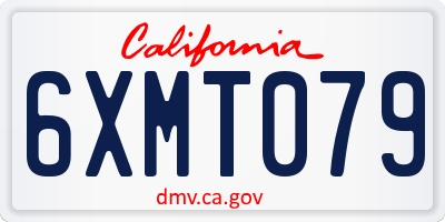 CA license plate 6XMT079