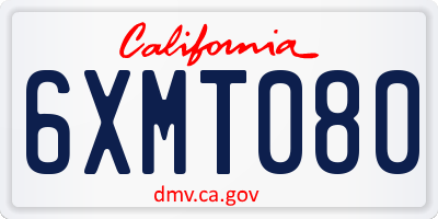 CA license plate 6XMT080
