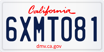 CA license plate 6XMT081
