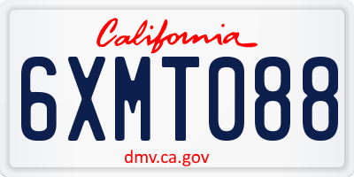 CA license plate 6XMT088