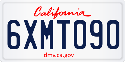 CA license plate 6XMT090