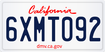 CA license plate 6XMT092