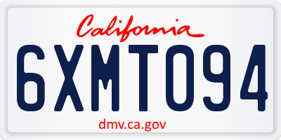 CA license plate 6XMT094