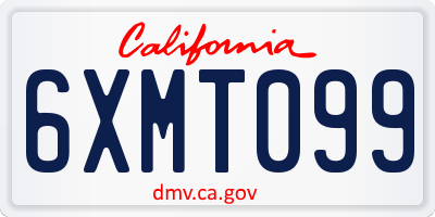 CA license plate 6XMT099