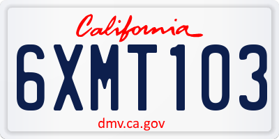 CA license plate 6XMT103