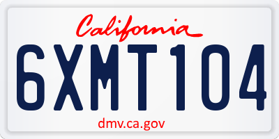 CA license plate 6XMT104
