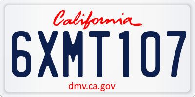CA license plate 6XMT107