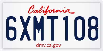 CA license plate 6XMT108